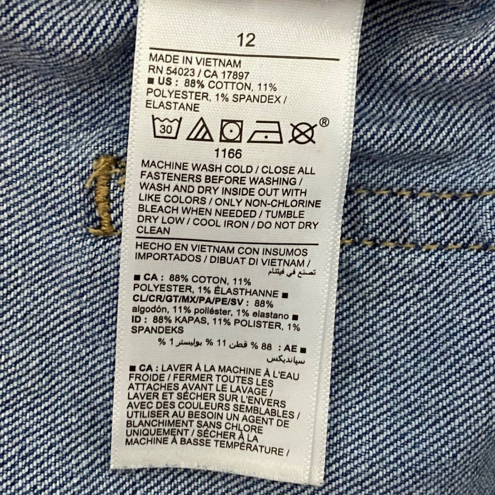 Old Navy OG Straight High Rise Button Fly Distressed Denim Shorts Preppy Blue 12 - Picture 5 of 9
